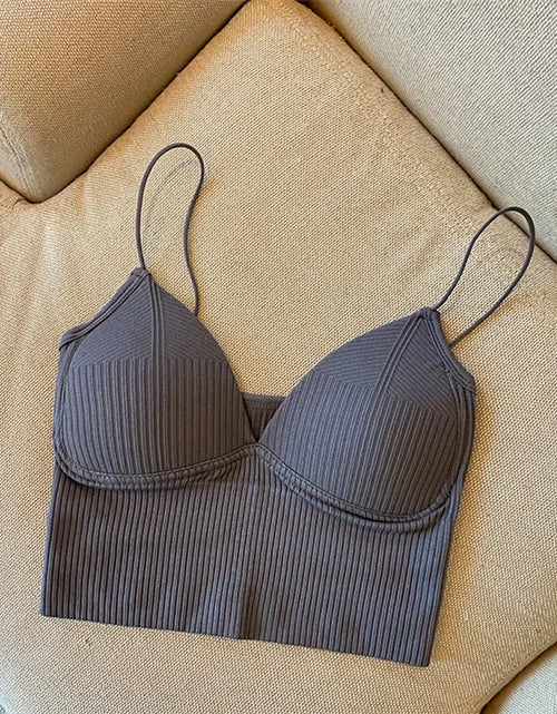 Load image into Gallery viewer, Women Crop Tops Sexy Solid Color Camisole Ice Silk Tube Top Seamless Sports Tank Top Wireless Underwear Padded Bra Bralette Vest

