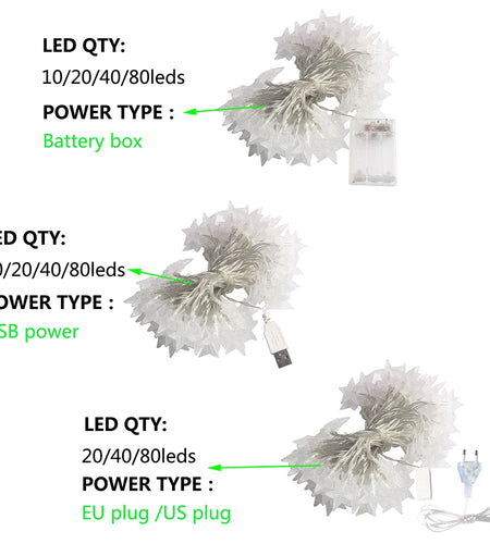 1.5m/3m/6m/10m LED Star String Lights Christmas Garland Battery USB Powered Wedding Party Curtain String Fairy Lamps For Home