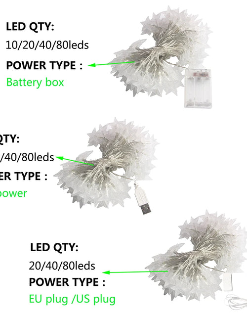 Load image into Gallery viewer, 1.5m/3m/6m/10m LED Star String Lights Christmas Garland Battery USB Powered Wedding Party Curtain String Fairy Lamps For Home
