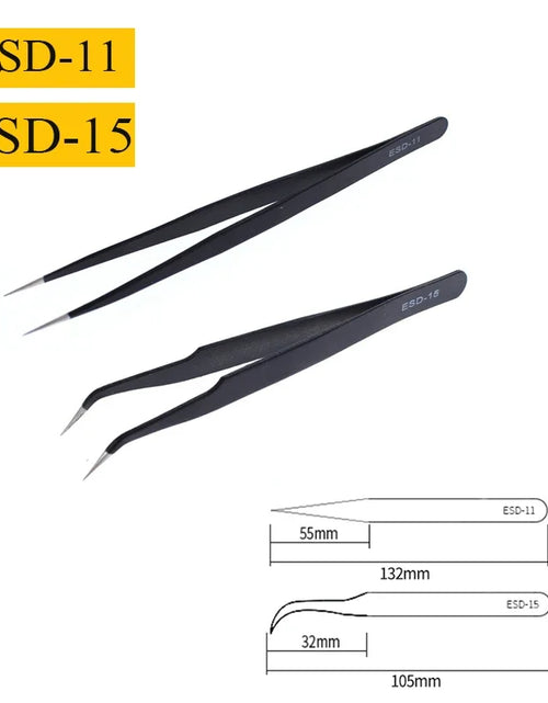Load image into Gallery viewer, 2/6pcs Precision Tweezers Set ESD Anti-Static Stainless Steel Tweezers Repair Tools for Electronics Repair Soldering Craft Tools
