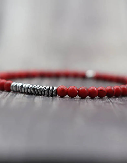 Load image into Gallery viewer, New 4mm Stone Bracelet Men Natural Volcanic Rock Tiger Eye Braslet Beaded Silver Color Hematite Elastic Braclet Pulsera Hombre
