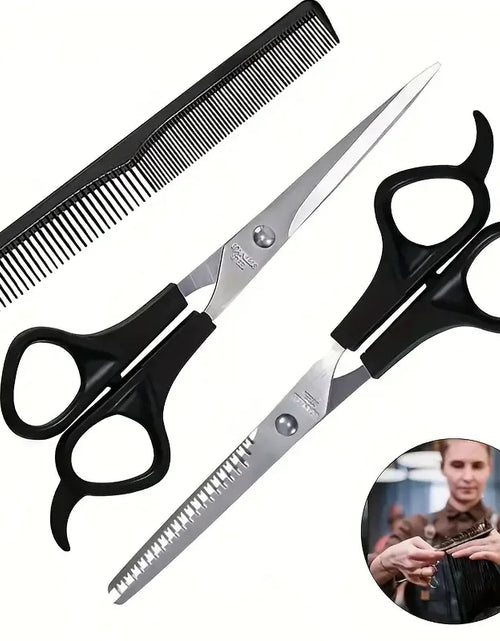 Load image into Gallery viewer, 3pcs Hair Scissors Set Professional Barber Scissors Stainless Steel Hair Cutter Thinning Tools with Fine Tooth Comb Styling Tool
