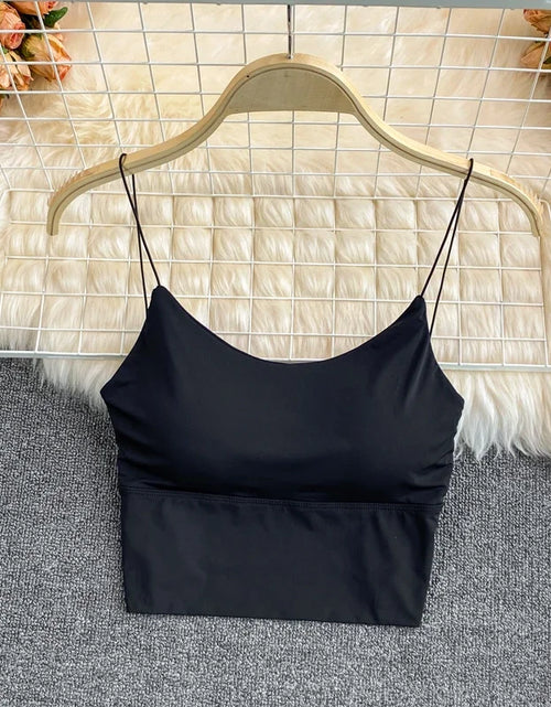 Load image into Gallery viewer, Women Crop Tops Sexy Solid Color Camisole Ice Silk Tube Top Seamless Sports Tank Top Wireless Underwear Padded Bra Bralette Vest
