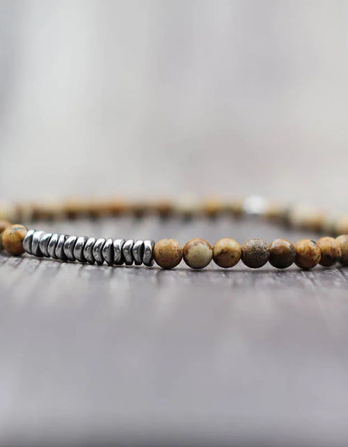 Load image into Gallery viewer, New 4mm Stone Bracelet Men Natural Volcanic Rock Tiger Eye Braslet Beaded Silver Color Hematite Elastic Braclet Pulsera Hombre
