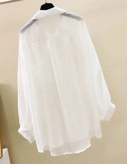 Load image into Gallery viewer, Summer Sunscreen Shirt Elegant Perspective Thin Chiffon Blouse Korean Harajuku See Through Loose Top Casual Women&#39;s Cardigan
