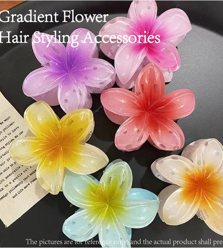 Six colors Gradient Flower Hair Styling Accessories Set Beach Style Hairpins Flower Claw Clips Hawaiian Style