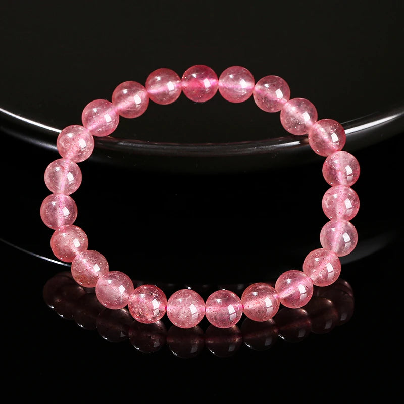 JD 5A Natural Brazil Strawberry Crystal Quartz Bead Bracelet Women Charm Purify the Soul Jewelry Reiki Healing Pulsera Yoga Gift