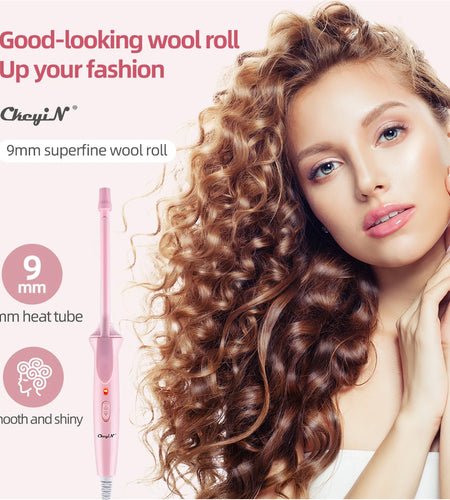 9mm Mini Hair Curling Iron Hair Curler Wand Professional Curly Tongs Ceramic Electric Salon Styling Tool Small Crimping Iron