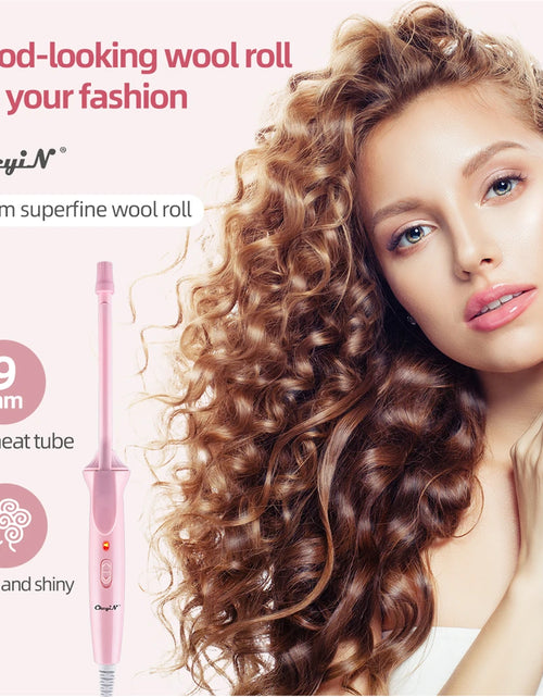 Load image into Gallery viewer, 9mm Mini Hair Curling Iron Hair Curler Wand Professional Curly Tongs Ceramic Electric Salon Styling Tool Small Crimping Iron
