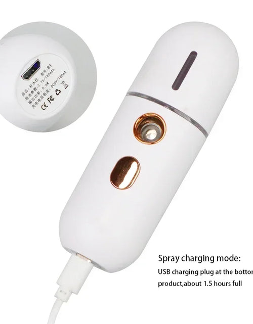 Load image into Gallery viewer, 1PC Mini Portable Humidifier Nano Mister Facial Steamer Device Beauty Spray Hydrating Apparatus Cold Spray ApparatusRechargeable
