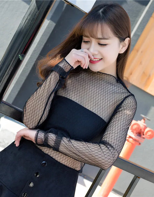 Load image into Gallery viewer, New Transparent See Through Shirt Women Sexy Harajuku Mesh Tops Net Undershirt Star Base Top Camisas Femininas Clubwear SheerTee
