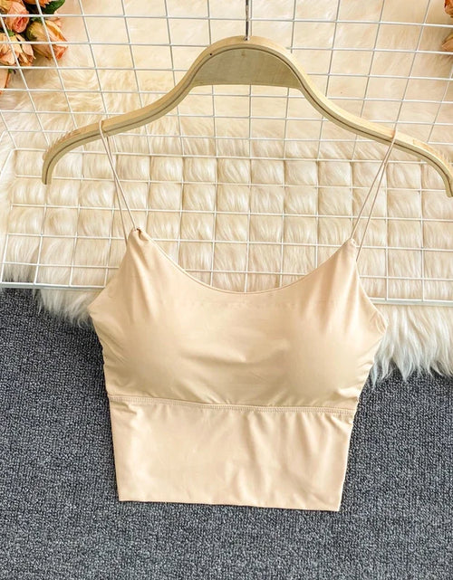 Load image into Gallery viewer, Women Crop Tops Sexy Solid Color Camisole Ice Silk Tube Top Seamless Sports Tank Top Wireless Underwear Padded Bra Bralette Vest
