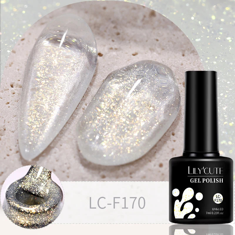 LILYCUTE 7ML Glitter Gel Nail Polish Sparkling Semi Permanent UV Gel Colorful Shinning Gel Varnish Nail Art Soak Off UV LED Gel