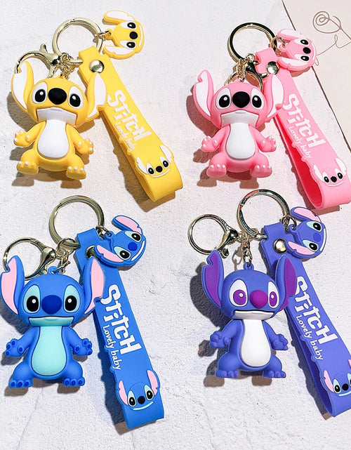Load image into Gallery viewer, Lilo &amp; Stitch Toys Keychian Anime Stitch Pendant Keychain Sweet Pink Angel Keychians Women Car Keyring Girl Birthday Gift
