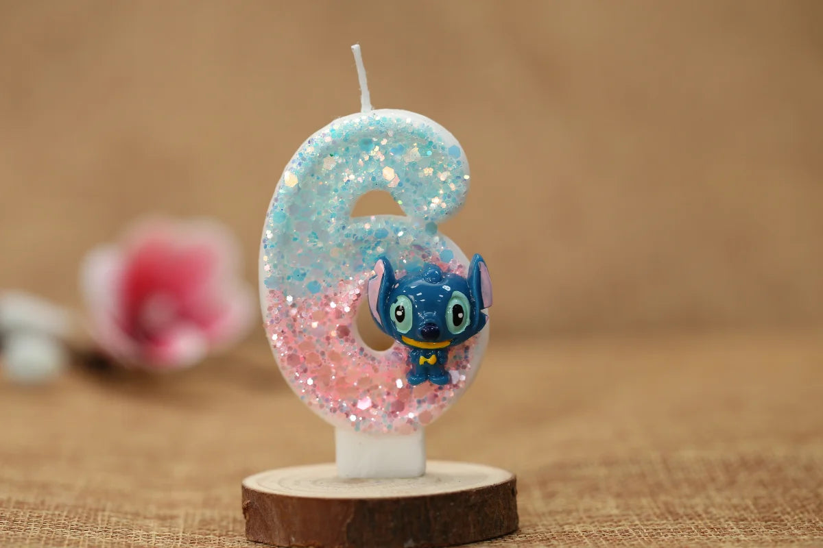 Disney Anime Lilo & Stitch 0-9 Number Candle Cute 3D Stitch Cartoon Character Party Cake Plug-in Birthday Cake Decoration Gift