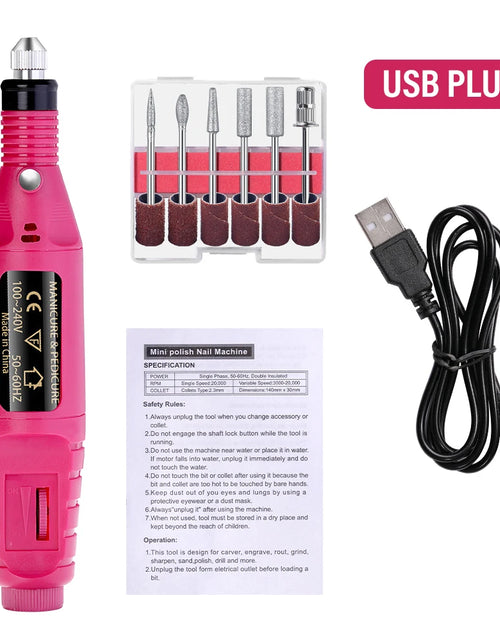 Load image into Gallery viewer, LULAA Electric Nail Drill Machine Set Pedicure Grinding Equipment Mill For Manicure  Professional Strong Nail Polishing Tool
