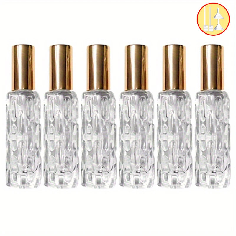 1/3/6pcs+4 accessories 10ml travel mini perfume atomizer container with 3 spray bottles, 2 funnels, 2 dispenser diviners