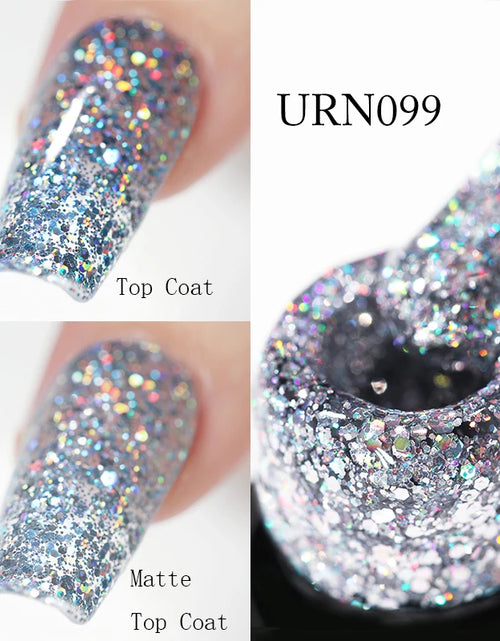 Load image into Gallery viewer, UR SUGAR 7.5ML Blue Black Red Glitter Sequin Color Gel Nail Polish Semi-permanent Varnish For Nail Art Manicure Soak Off UV Gel
