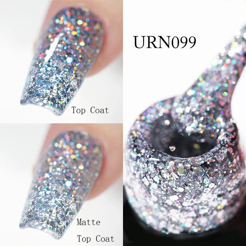 UR SUGAR 7.5ML Blue Black Red Glitter Sequin Color Gel Nail Polish Semi-permanent Varnish For Nail Art Manicure Soak Off UV Gel