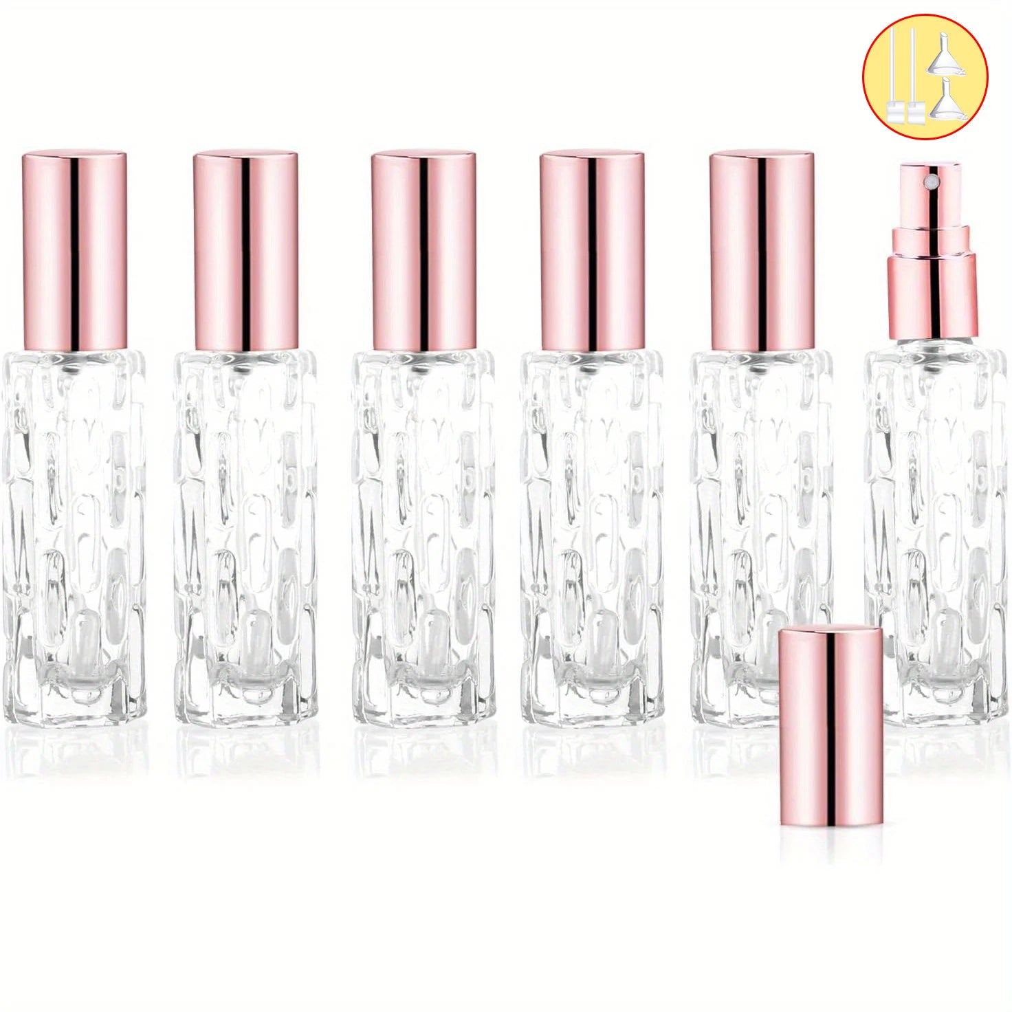 1/3/6pcs+4 accessories 10ml travel mini perfume atomizer container with 3 spray bottles, 2 funnels, 2 dispenser diviners