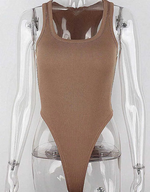 Load image into Gallery viewer, Sleeveless Knit Bodysuit Hot Summer Sexy Bodycon Off Shoulder Halter Tops Casual Street Bodice For Women ClubWear

