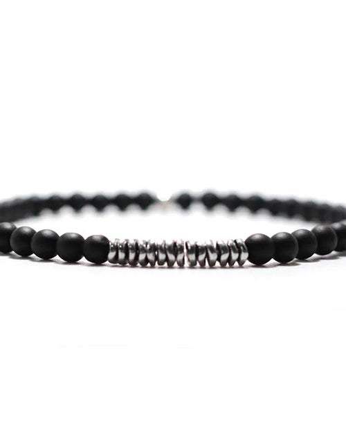 Load image into Gallery viewer, New 4mm Stone Bracelet Men Natural Volcanic Rock Tiger Eye Braslet Beaded Silver Color Hematite Elastic Braclet Pulsera Hombre
