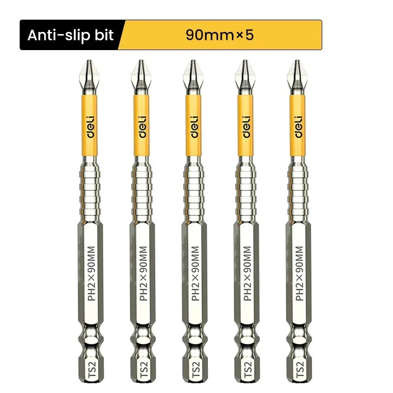 5PCS Upgraded High Hardness And Strong Magnetic Bit 25/50/65/70/90/150mm Non-slip Cross High Hardness Electric Hand Drill Screw