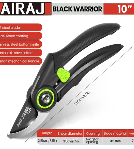 AIRAJ Pruning Shear Garden Tools Labor Saving Scissors Gardening Plant Sharp Branch Pruners Protection Hand Durable