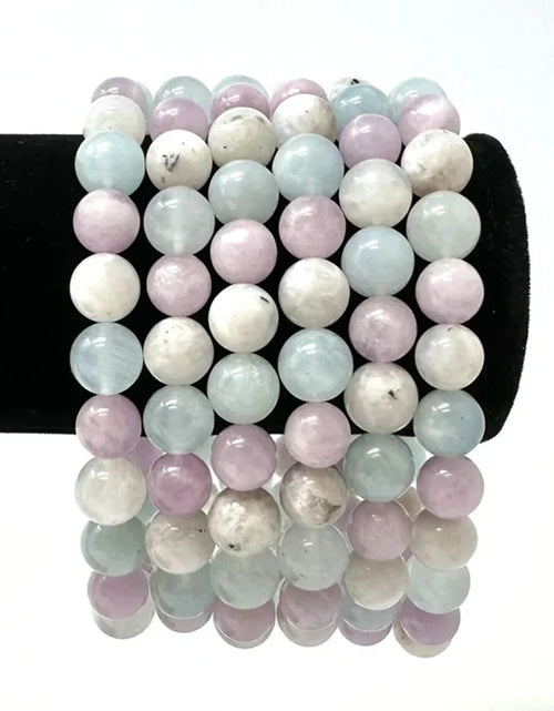 Load image into Gallery viewer, Meditation Bracelet Aquamarine Rainbow Moonstone Kunzite Grounding Meditation Bracelet Gifts for Men and Women
