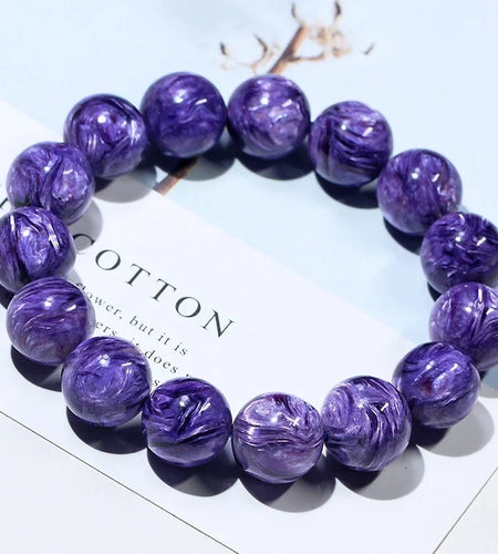Natural Charoite Beads Bracelet Amethyst Stone Crystal Women Fashion Jewelry Single Circle Elastic Rope Charoite Bracelet Gifts