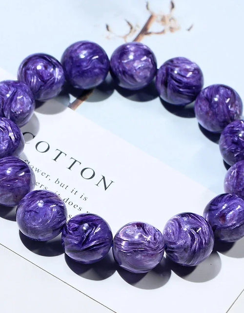 Load image into Gallery viewer, Natural Charoite Beads Bracelet Amethyst Stone Crystal Women Fashion Jewelry Single Circle Elastic Rope Charoite Bracelet Gifts
