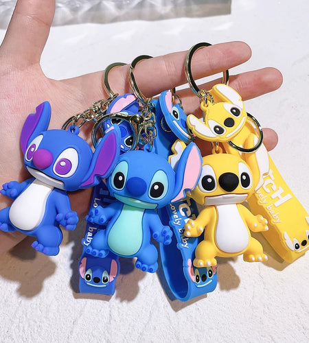 Lilo & Stitch Toys Keychian Anime Stitch Pendant Keychain Sweet Pink Angel Keychians Women Car Keyring Girl Birthday Gift