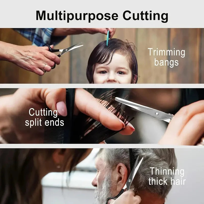 3pcs Hair Scissors Set Professional Barber Scissors Stainless Steel Hair Cutter Thinning Tools with Fine Tooth Comb Styling Tool