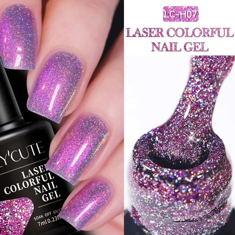 LILYCUTE 7ML Glitter Gel Nail Polish Sparkling Semi Permanent UV Gel Colorful Shinning Gel Varnish Nail Art Soak Off UV LED Gel