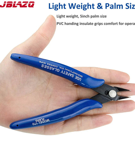NJBLZQ Pliers Carbon Steel Pliers Electrical Wire Cable Cutters Cutting Side Snips Flush Pliers Nipper Home Hand Tools Blue