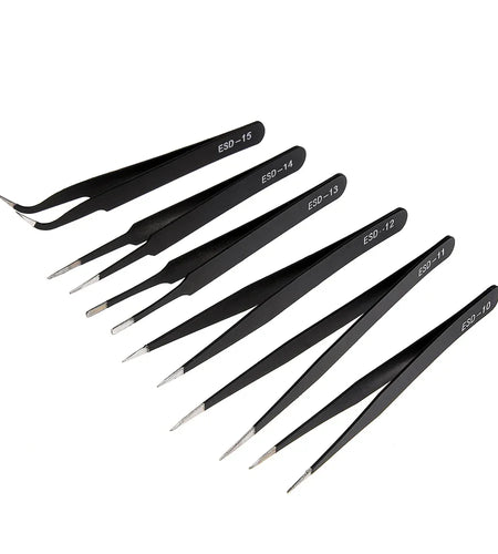 2/6pcs Precision Tweezers Set ESD Anti-Static Stainless Steel Tweezers Repair Tools for Electronics Repair Soldering Craft Tools