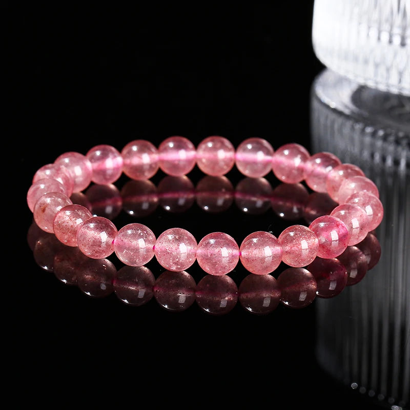 JD 5A Natural Brazil Strawberry Crystal Quartz Bead Bracelet Women Charm Purify the Soul Jewelry Reiki Healing Pulsera Yoga Gift