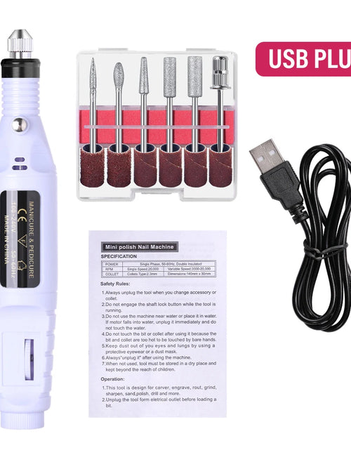 Load image into Gallery viewer, Nail Sander Set Electric Nail Drill Machine Grinding Equipment Milling Cutter For Manicure Pedicure Strong Polishing Tools
