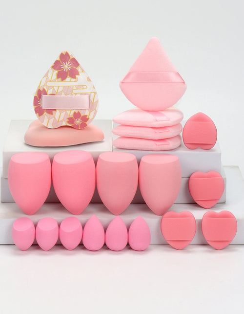 Load image into Gallery viewer, 20 Pcs Pink Makeup Sponge and Makeup Puff Set Suitable for Face Cream and Powder Concealer Powder Makeup Machine
