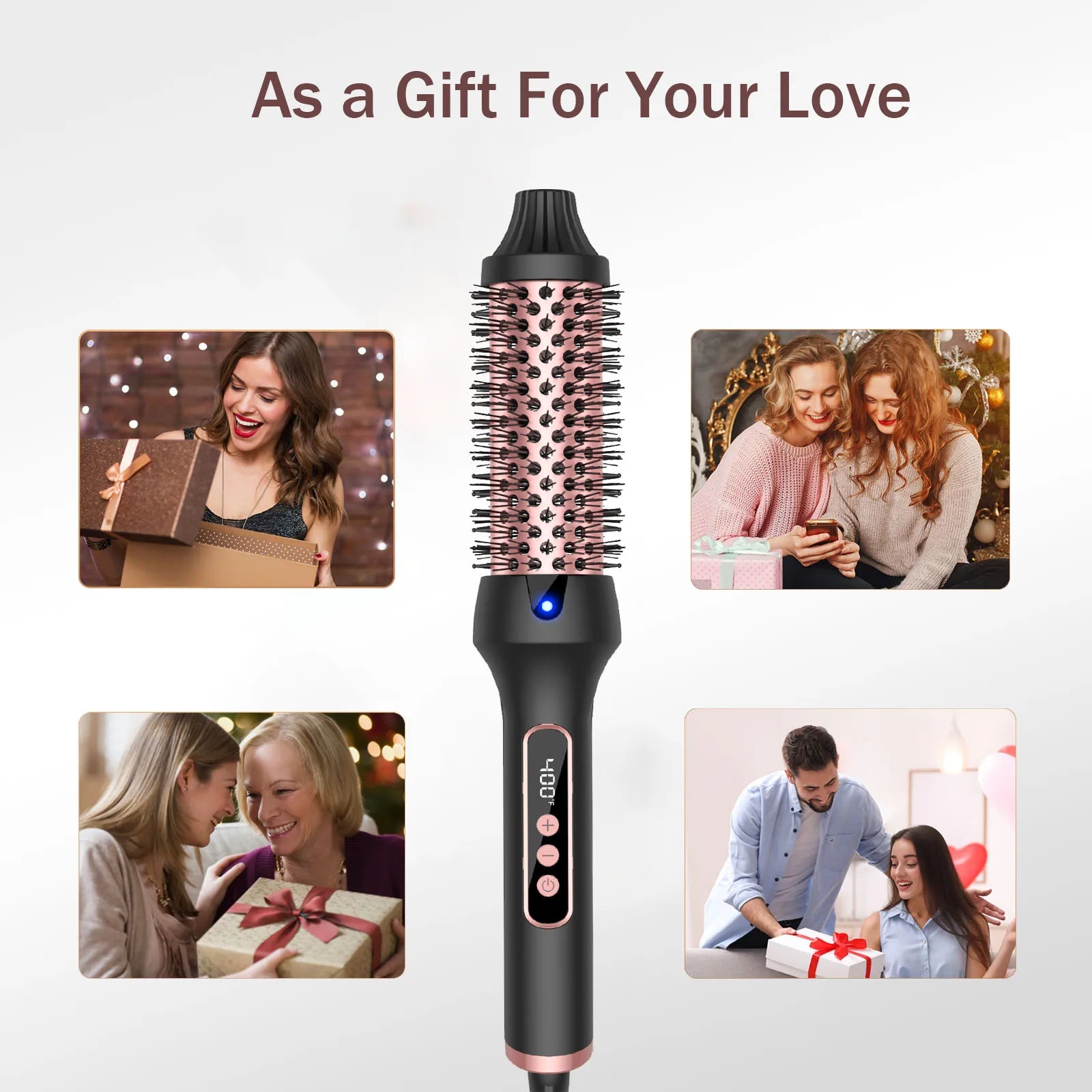 Thermal Brush Curling Iron 9 Temps Heated Round Brush Thermal Round Brush with LCD Display Hair Curler Hair Styling Tools