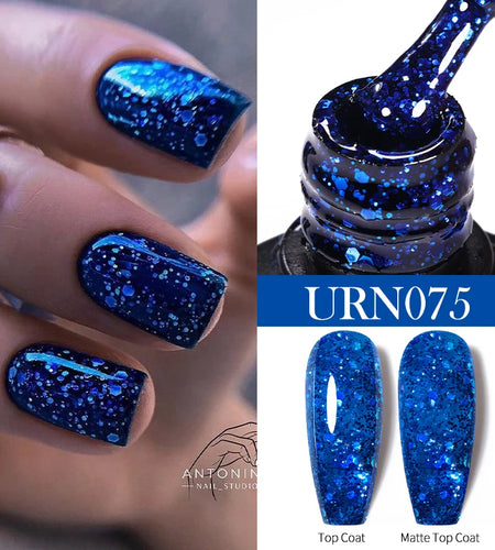 UR SUGAR 7.5ML Blue Black Red Glitter Sequin Color Gel Nail Polish Semi-permanent Varnish For Nail Art Manicure Soak Off UV Gel