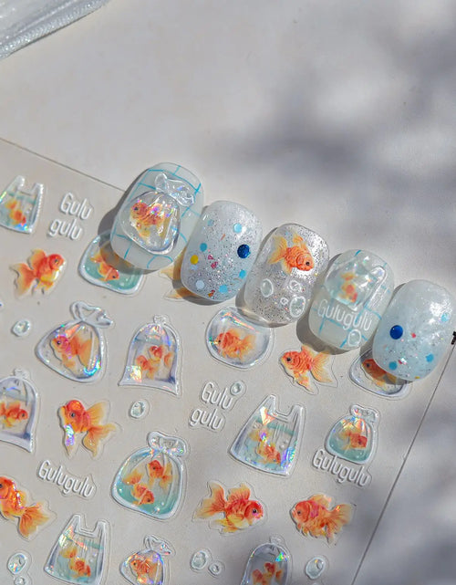 Load image into Gallery viewer, 1pcs Cute A bag of Starfish Nail Charm Stickers 3D Jelly Ocean Fish Bubble Adhesive Nail Sticker DIY Summer Nail Art Decorations

