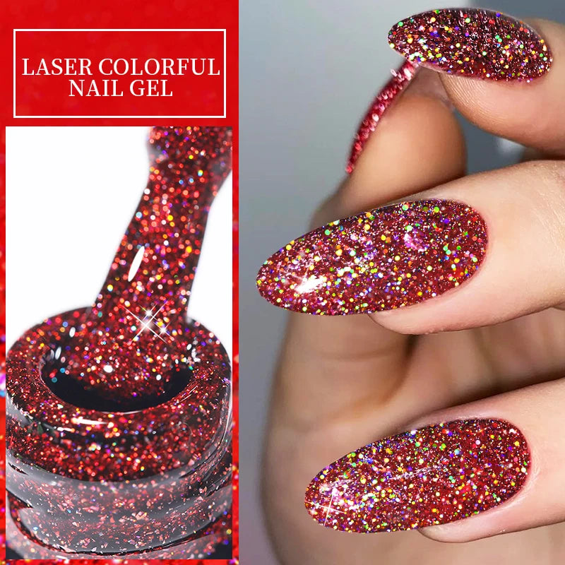 LILYCUTE 7ML Glitter Gel Nail Polish Sparkling Semi Permanent UV Gel Colorful Shinning Gel Varnish Nail Art Soak Off UV LED Gel