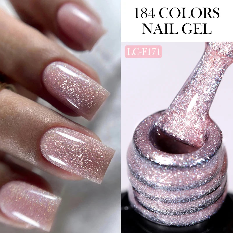 LILYCUTE 7ML Glitter Gel Nail Polish Sparkling Semi Permanent UV Gel Colorful Shinning Gel Varnish Nail Art Soak Off UV LED Gel