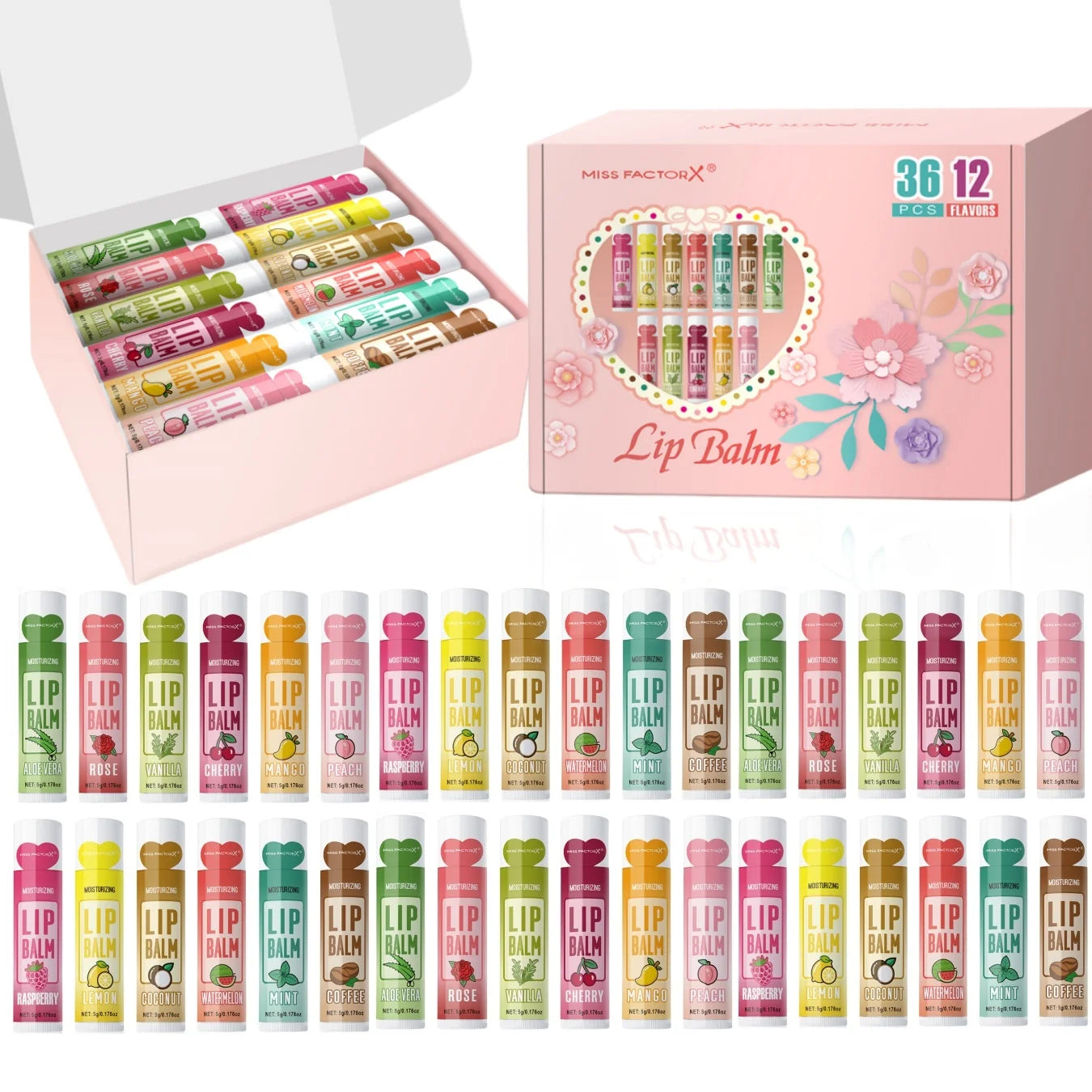 36PCS Moisturizing Lip Balm set 5g deep moisturizing and brightening lips Party gift for friends