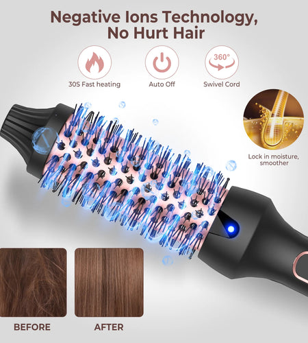 Thermal Brush Curling Iron 9 Temps Heated Round Brush Thermal Round Brush with LCD Display Hair Curler Hair Styling Tools
