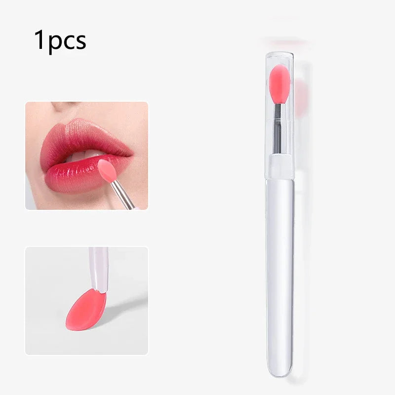 1/3/10pcs Portable Silicone Lip Brush with Cover Soft Multifunction Lip Balm Applicator Lipstick Lipgloss Makeup Brush Reusable