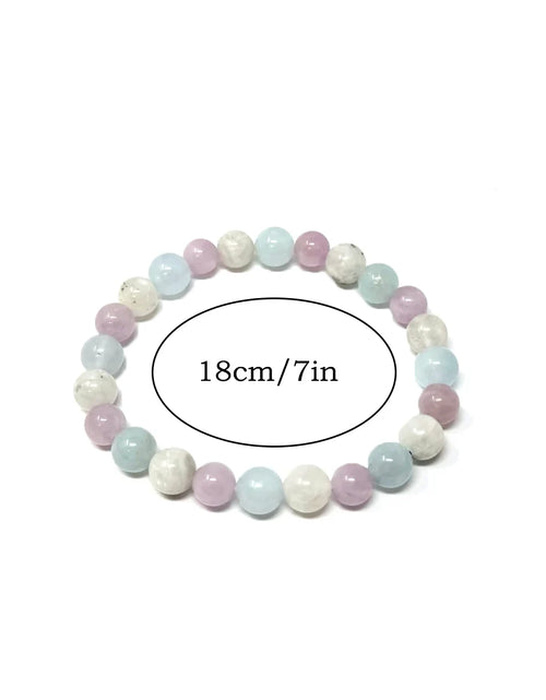 Load image into Gallery viewer, Meditation Bracelet Aquamarine Rainbow Moonstone Kunzite Grounding Meditation Bracelet Gifts for Men and Women
