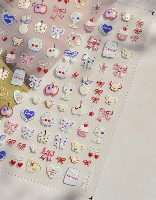 Load image into Gallery viewer, 1pcs Cute A bag of Starfish Nail Charm Stickers 3D Jelly Ocean Fish Bubble Adhesive Nail Sticker DIY Summer Nail Art Decorations
