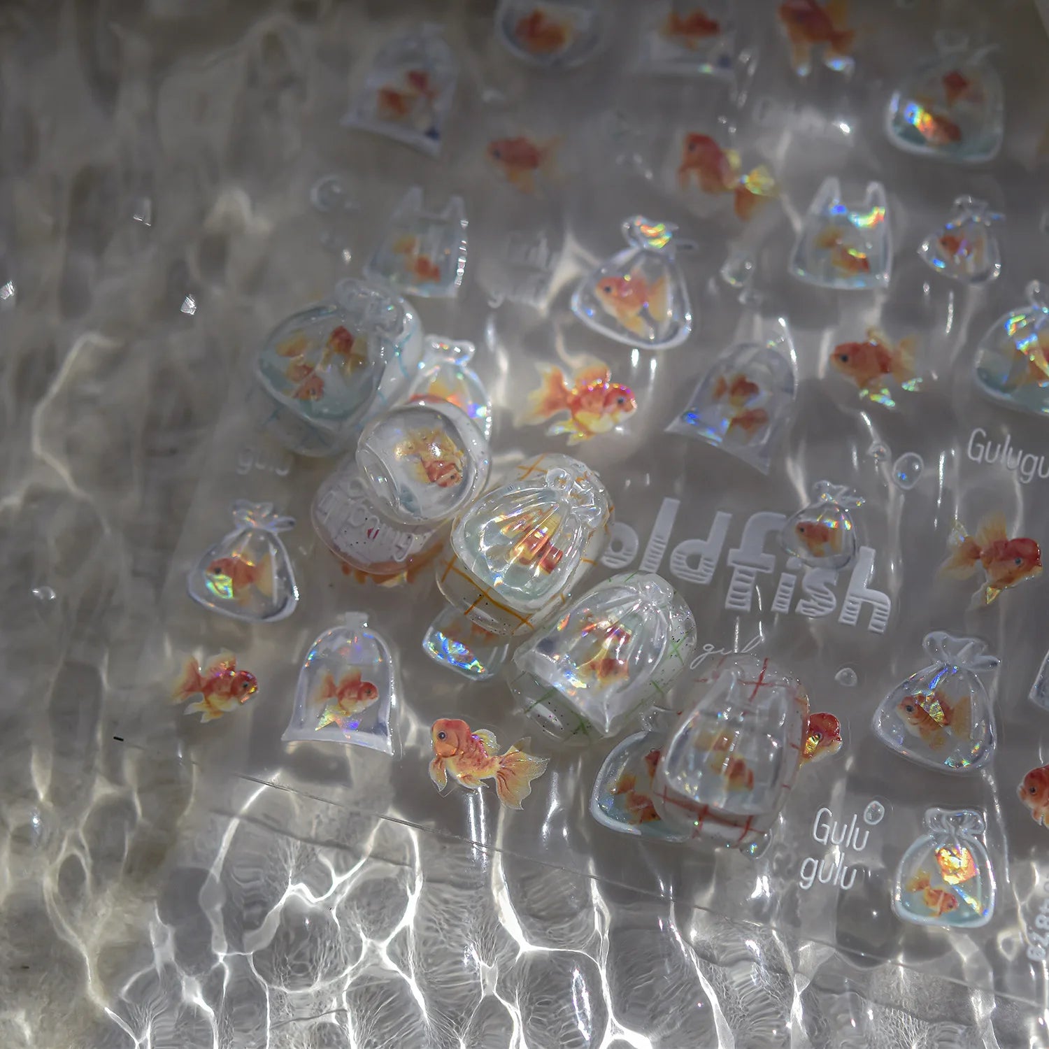 1pcs Cute A bag of Starfish Nail Charm Stickers 3D Jelly Ocean Fish Bubble Adhesive Nail Sticker DIY Summer Nail Art Decorations